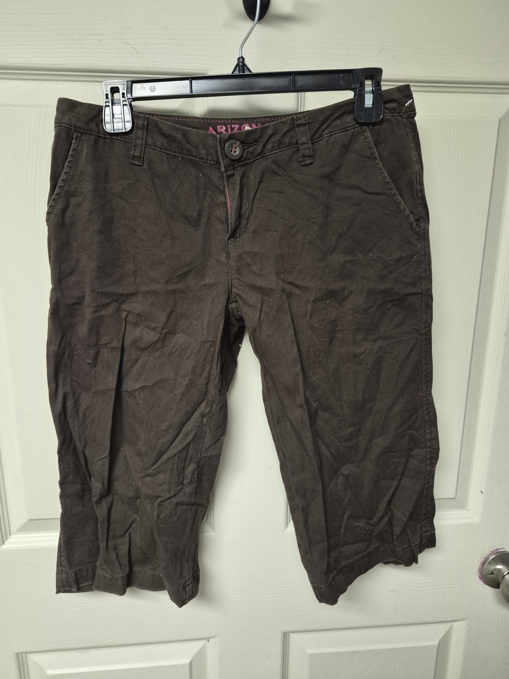 Arizona Jean Company Juniors Chocolate Brown Flat Front Shorts